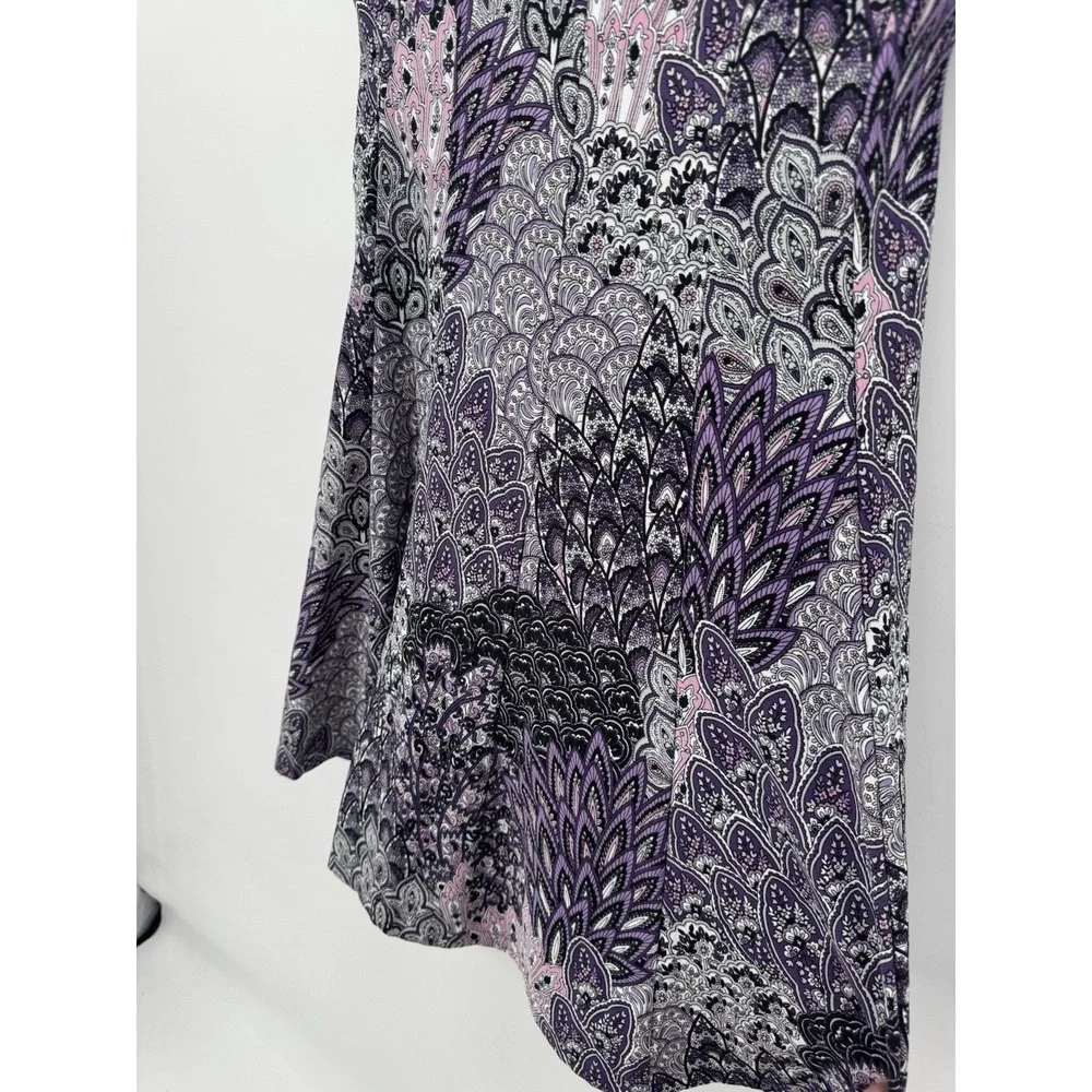 Connected Apparel y2k cocktail dress midi purple artsy floral abstract 10 - Picture 4 of 8
